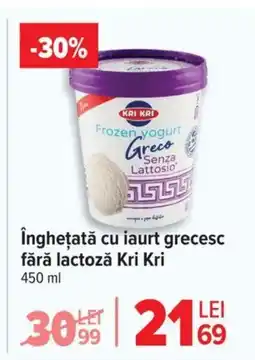 Carrefour îngheţată cu iaurt grecesc fără lactozǎ Kri Kri Ofertă
