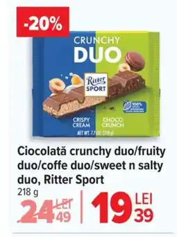Carrefour Ciocolată crunchy duo/fruity duo/coffe duo/sweet n salty duo, Ritter Sport Ofertă
