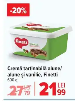 Carrefour Cremă tartinabilă alune/ alune şi vanilie, Finetti Ofertă