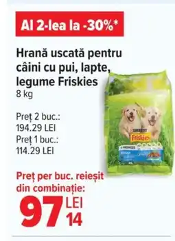 Carrefour Hrană uscată pentru câini cu pui, lapte, legume Friskies Ofertă
