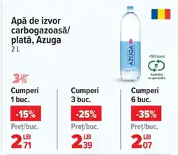 Carrefour Apă de izvor carbogazoasă/ plată, Azuga Ofertă