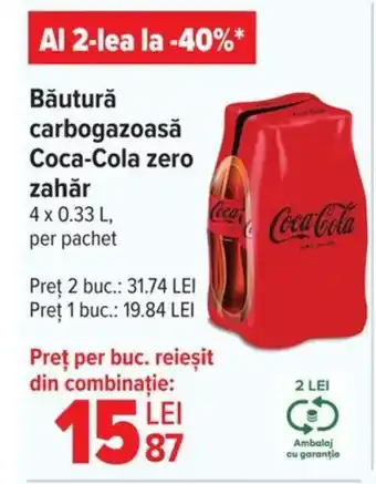 Carrefour Băutură carbogazoasă Coca-Cola zero zahăr Ofertă