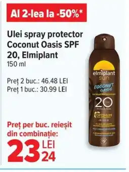 Ulei spray protector Coconut Oasis SPF 20, Elmiplant