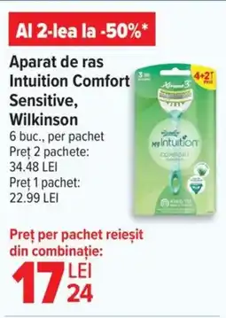 Carrefour Aparat de ras Intuition Comfort Sensitive, Wilkinson Ofertă