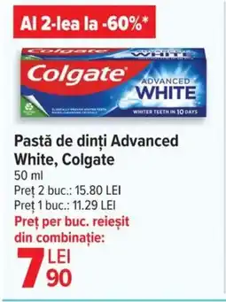 Carrefour Pastă de dinți Advanced White, Colgate Ofertă