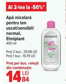 Carrefour Apă micelarǎ pentru ten uscat/sensibil/ normal, Elmiplant Ofertă