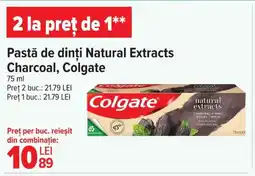 Carrefour Pastă de dinți Natural Extracts Charcoal, Colgate Ofertă