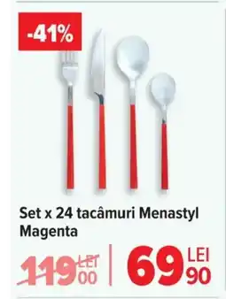 Carrefour Set x 24 tacâmuri Menastyl Magenta Ofertă