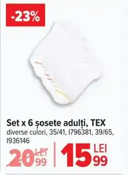 Carrefour Set x 6 şosete adulți, TEX Ofertă