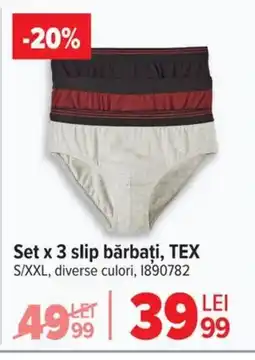 Carrefour Set x 3 slip bărbați, TEX Ofertă
