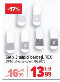 Carrefour Set x 3 tălpici bărbați, TEX Ofertă
