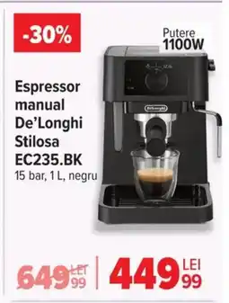 Carrefour Espressor manual De'Longhi Stilosa EC235.BK Ofertă