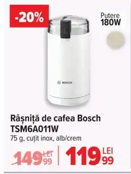 Carrefour Râşniţă de cafea Bosch TSM6A011W Ofertă