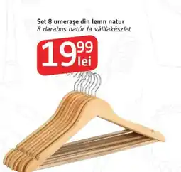 Supeco Set 8 umeraşe din lemn natur Ofertă