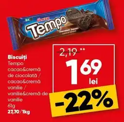PROFI Biscuiţi Tempo cacao&cremă de ciocolată/ cacao&cremă vanilie / vanilie&cremă de vanilie Ofertă