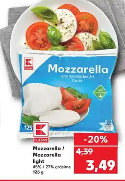 Kaufland Mozzarella / Mozzarella light Ofertă