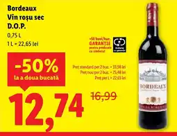 Lidl Bordeaux Vin roşu sec D.O.P. Ofertă