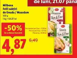 Lidl Milbona Felii subţiri de Gouda / Maasdam Ofertă