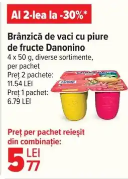 Carrefour Brânzică de vaci cu piure de fructe Danonino Ofertă
