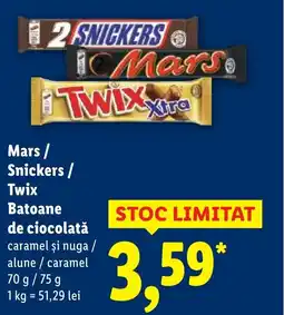 Lidl Mars/ Snickers / Twix Batoane de ciocolată Ofertă