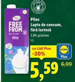 Lidl Pilos Lapte de consum, fără lactozǎ Ofertă