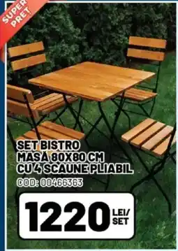 Ambient Set bistro masa 80x80 cm cu4scaune pliabil Ofertă