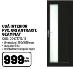 Ambient Uşa interior pvc, gri antracit, geam mat Ofertă
