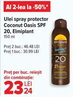 Ulei spray protector Coconut Oasis SPF 20, Elmiplant