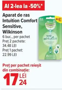 Carrefour Aparat de ras Intuition Comfort Sensitive, Wilkinson Ofertă