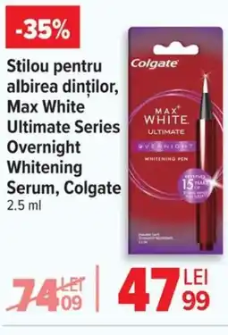 Carrefour Stilou pentru albirea dinților, Max White Ultimate Series Overnight Whitening Serum, Colgate Ofertă