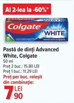 Carrefour Pastă de dinți Advanced White, Colgate Ofertă