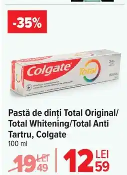 Carrefour Pastă de dinți Total Original/ Total Whitening/Total Anti Tartru, Colgate Ofertă