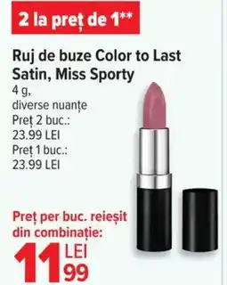 Carrefour Ruj de buze Color to Last Satin, Miss Sporty Ofertă