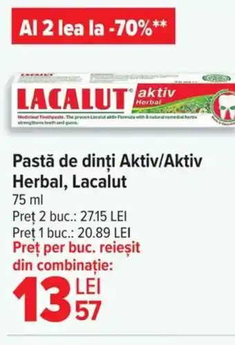 Carrefour Pastă de dinți Aktiv/Aktiv Herbal, Lacalut Ofertă