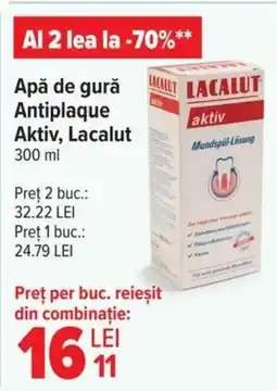 Carrefour Apă de gură Antiplaque Aktiv, Lacalut Ofertă