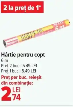 Carrefour Hârtie pentru copt Ofertă