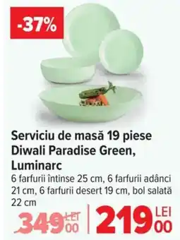 Carrefour Serviciu de masă 19 piese Diwali Paradise Green, Luminarc Ofertă