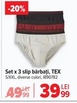 Carrefour Set x 3 slip bărbați, TEX Ofertă