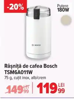 Carrefour Râşniţă de cafea Bosch TSM6A011W Ofertă