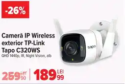 Carrefour Cameră IP Wireless exterior TP-Link Tapo C320WS Ofertă