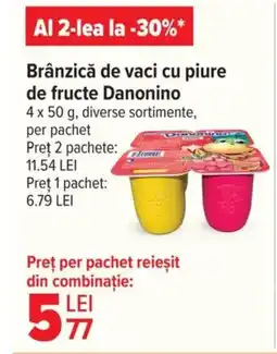 Brânzică de vaci cu piure de fructe Danonino