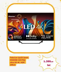 Altex Televizor QLED Smart HISENSE 43A7NQ Ofertă
