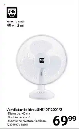 Selgros Ventilator de birou SHE40T12001/2 Ofertă