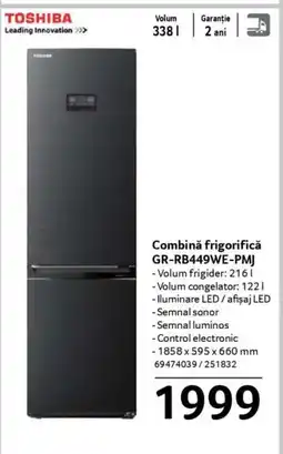 Selgros TOSHIBA Combină frigorifică GR-RB449WE-PMJ Ofertă
