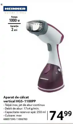 Selgros HEINNER Aparat de călcat vertical HGS-1100PP Ofertă