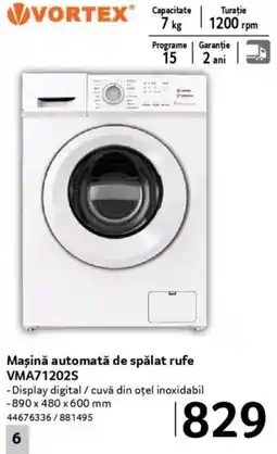 Selgros VORTEX Maşină automată de spălat rufe VMA71202S Ofertă