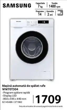 Selgros SAMSUNG Maşină automată de spălat rufe WW70T304 Ofertă