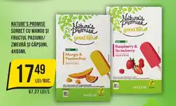 Mega Image Nature's Promise Sorbet cu mango și fructul pasiunii/ zmeură şi căpşuni Ofertă