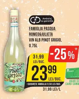 Mega Image Famiglia Pasqua Romeo&Julieta Vin alb pinot grigio Ofertă