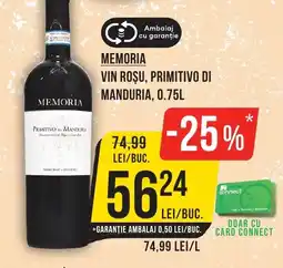 Mega Image MEMORIA Vin roşu, primitivo di manduria Ofertă
